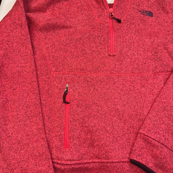 The North Face Red Heathered Fleece 1/4 Zip Hoodie Women's M - Picture 8 of 11